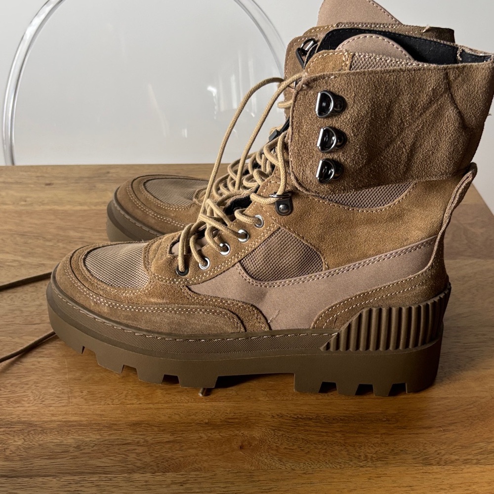 Zara Brown Combat & Moto Boots